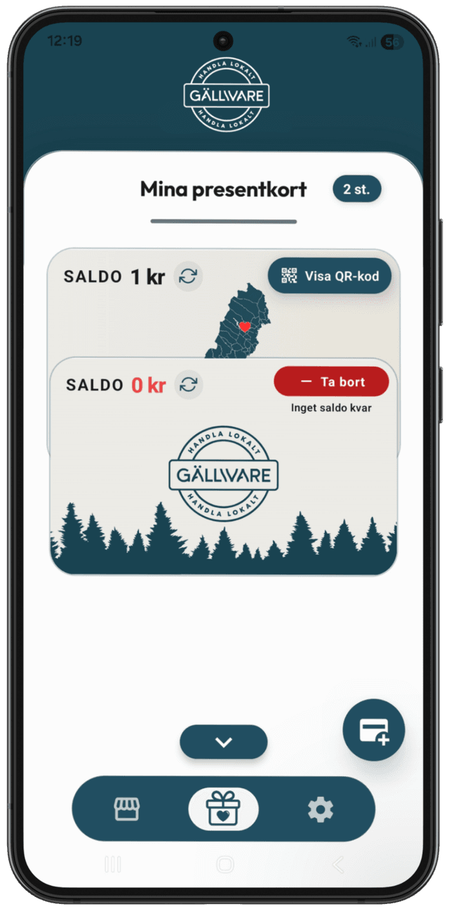 Gåvia-appen – samla och använd dina Gällivare Handel Presentkort-presentkort