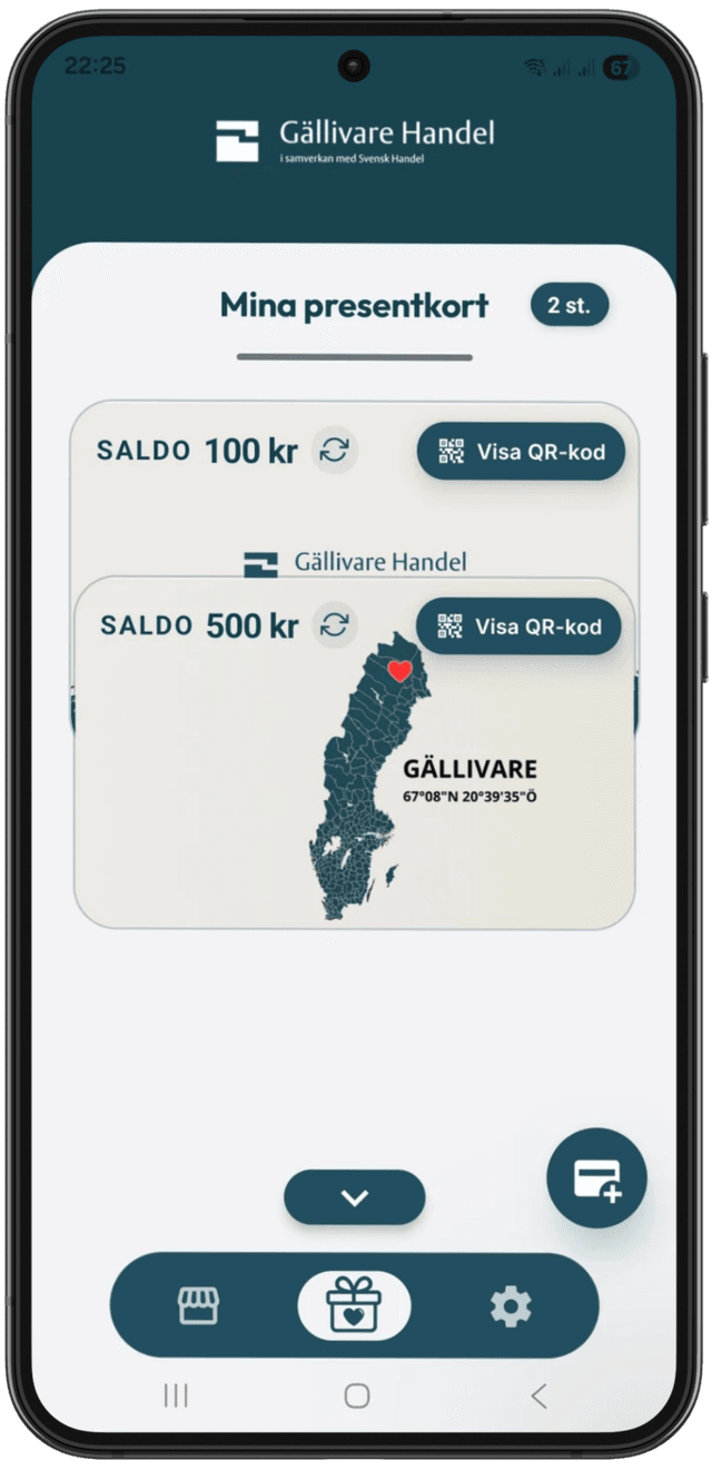 Gåvia-appen – samla och använd dina Gällivare Handel Presentkort-presentkort